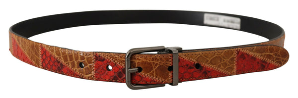 Multicolor Exotic Vintage Chrome Buckle Belt