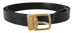 Multicolor Leather Gold Tone Metal Vernice Belt