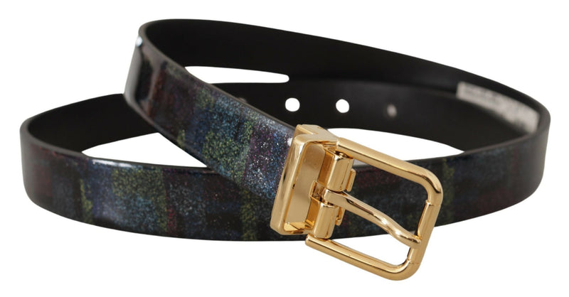 Multicolor Leather Gold Tone Metal Vernice Belt