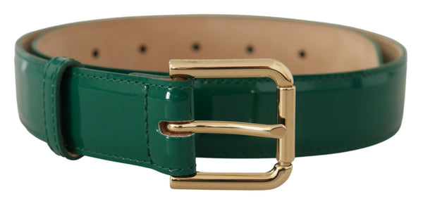 Green Patent Leather Logo Engraved Buckle Belt