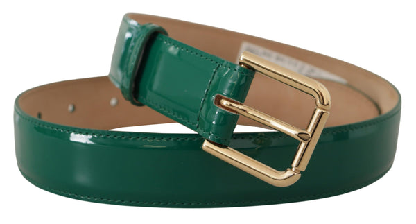 Green Patent Leather Logo Engraved Buckle Belt