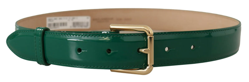 Green Patent Leather Logo Engraved Buckle Belt