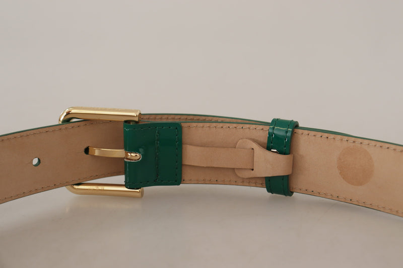 Green Patent Leather Logo Engraved Buckle Belt