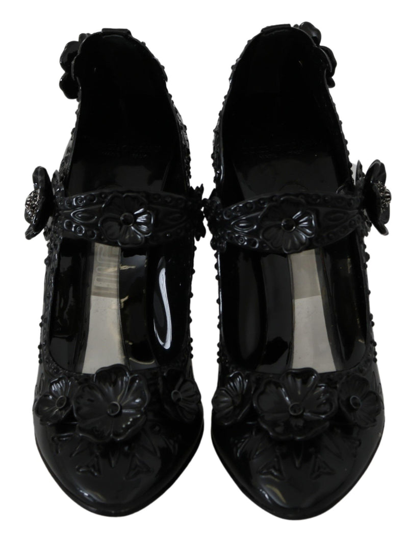 Black Floral Crystal CINDERELLA Heels Shoes