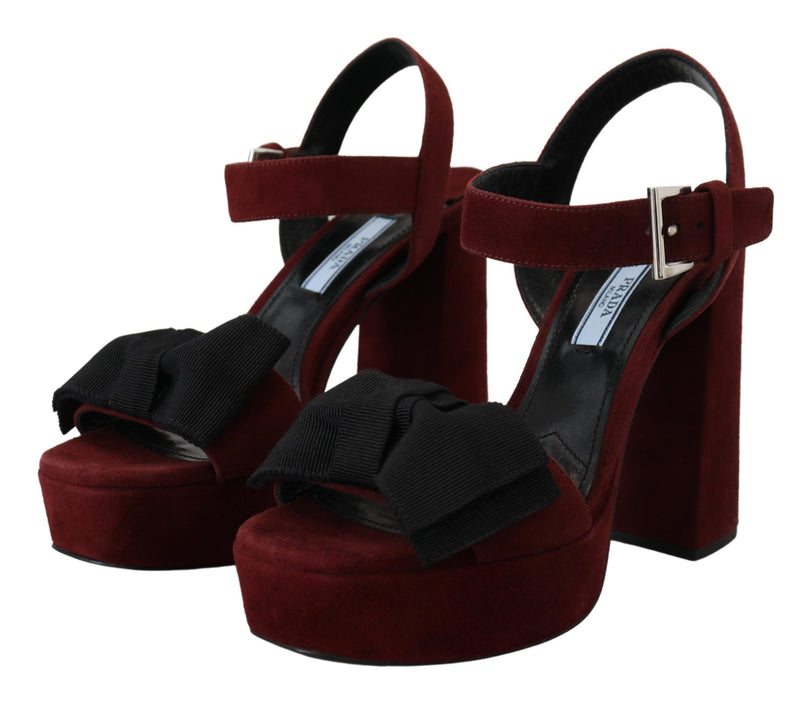 Maroon Suede Leather Sandals Ankle Strap Shoes