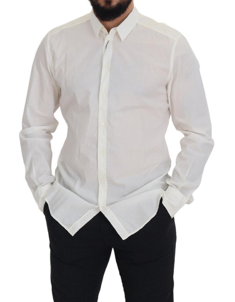 White Cotton Slim Fit Dress Shirt