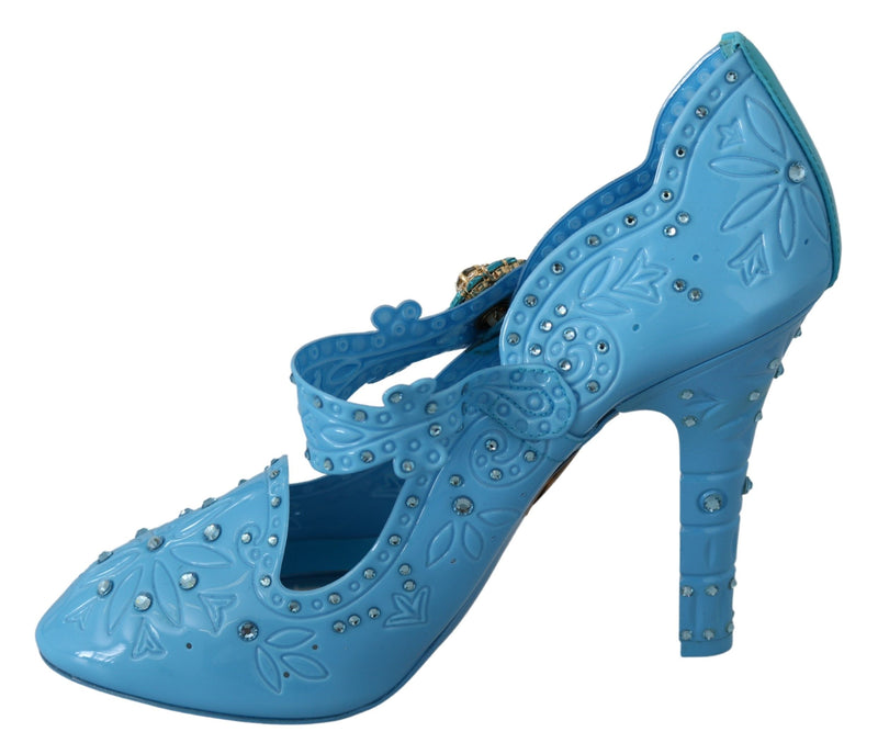 Blue Floral Crystal CINDERELLA Heels Shoes