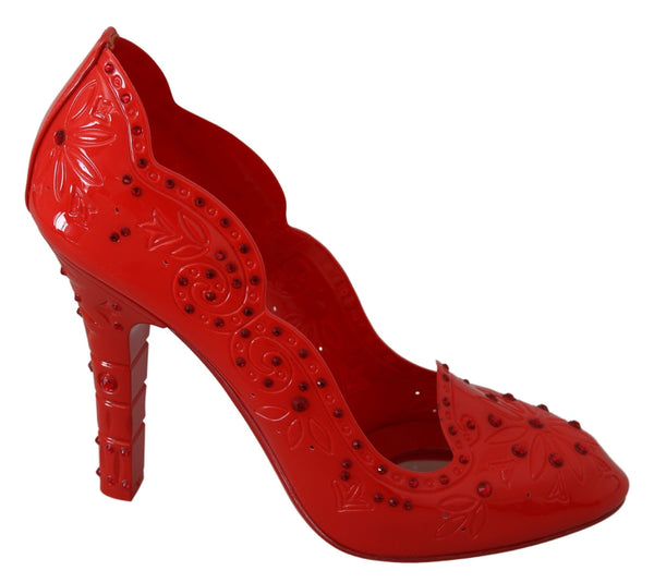 Red Floral Crystal CINDERELLA Heels Shoes