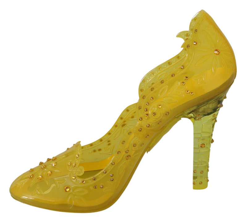 Yellow Floral Crystal CINDERELLA Heels Shoes