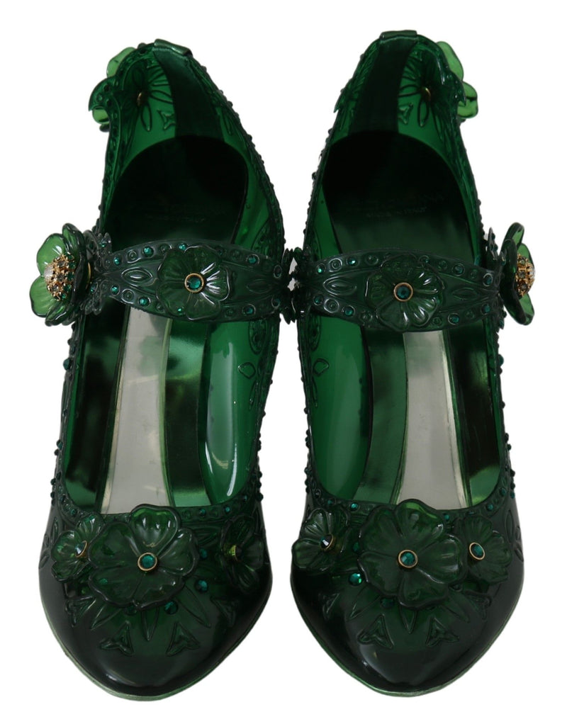 Green Floral Crystal CINDERELLA Heels Shoes