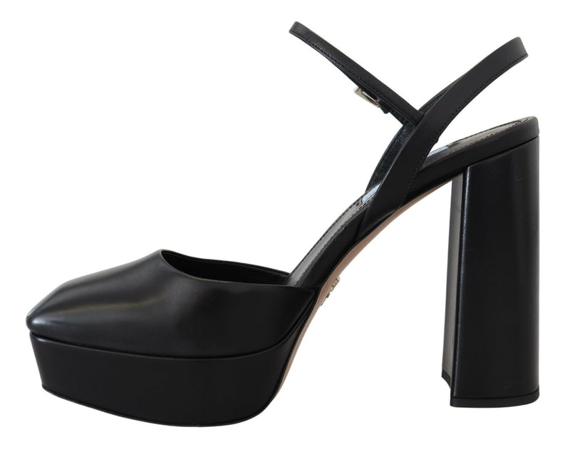 Black Capretto Patent Sandals Ankle Strap Heels Shoes