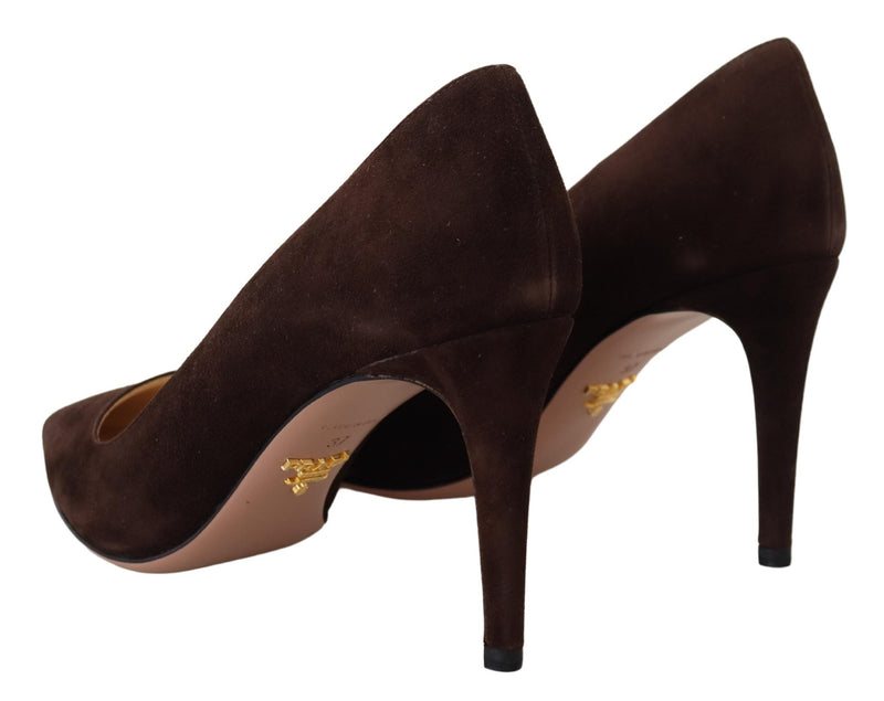 Brown Suede Leather Heels Stilettos Pumps Shoes