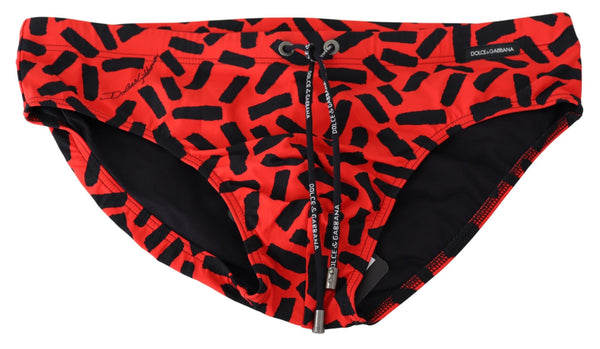 Orange Patterned Beachwear Briefs Swimwear