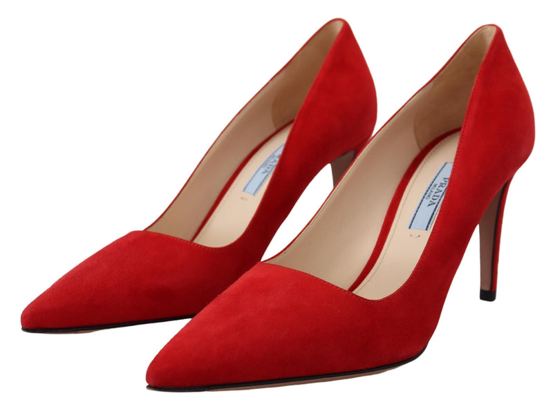 Red Suede Leather Heels Stilettos Pumps Shoes