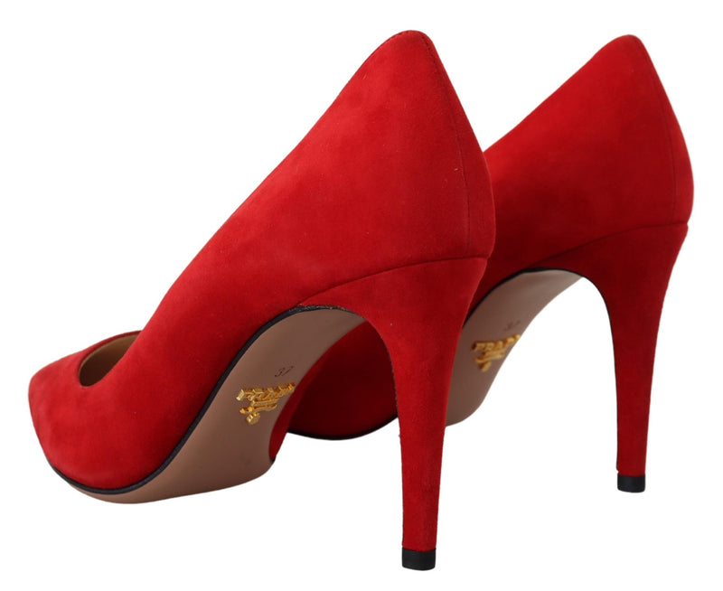 Red Suede Leather Heels Stilettos Pumps Shoes