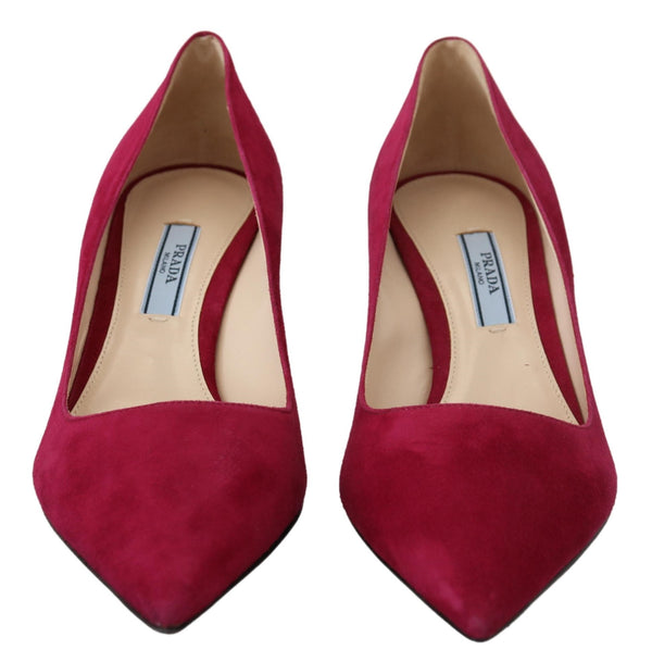 Dark Pink Suede Leather Heels Pumps Shoes