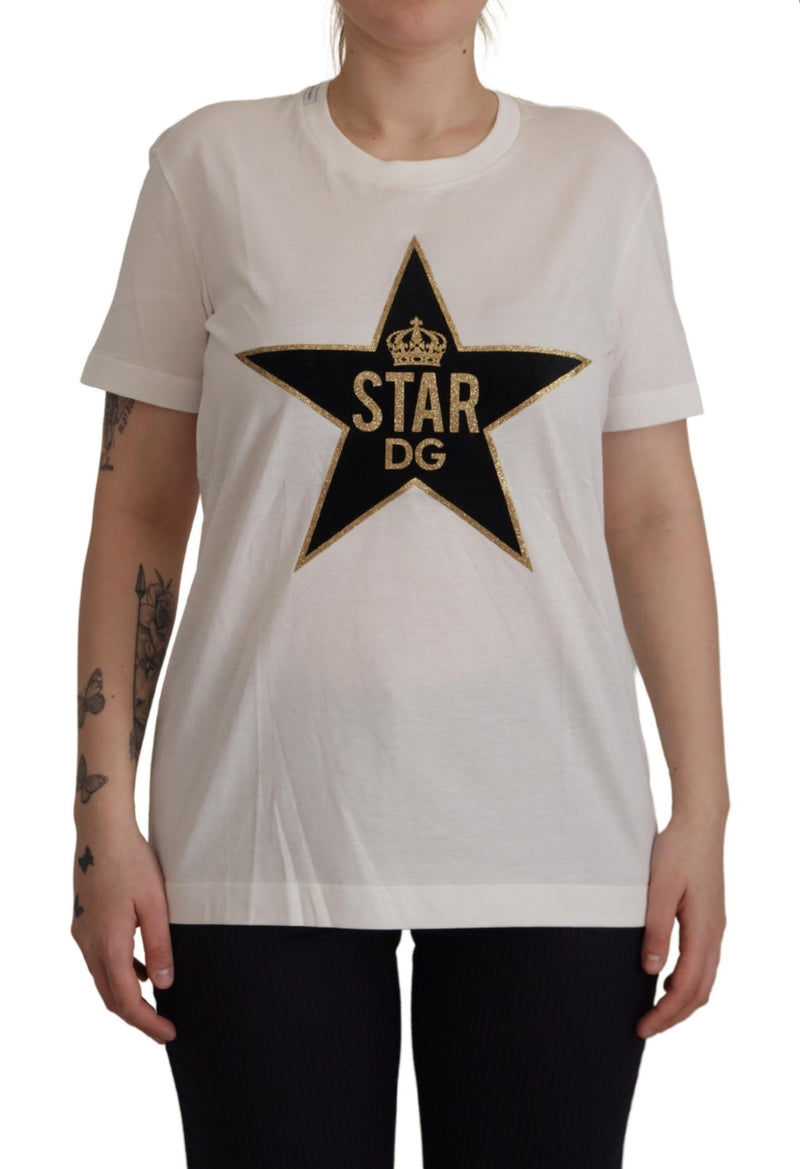 White Cotton Crown Star DG Print T-shirt