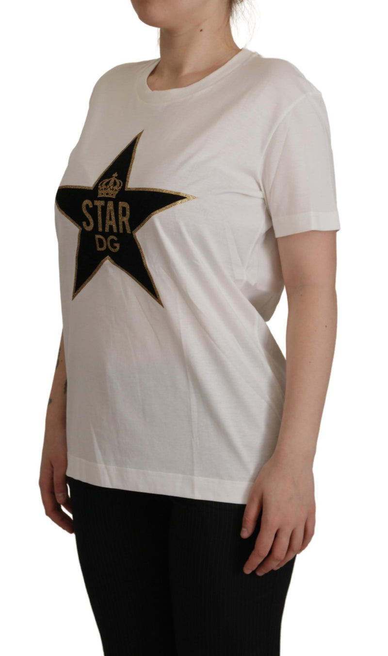 White Cotton Crown Star DG Print T-shirt