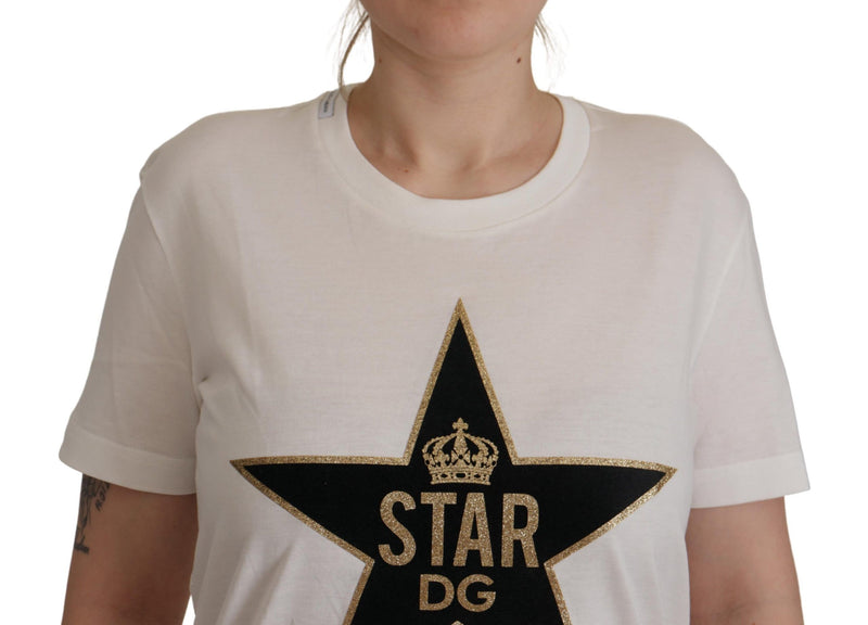 White Cotton Crown Star DG Print T-shirt