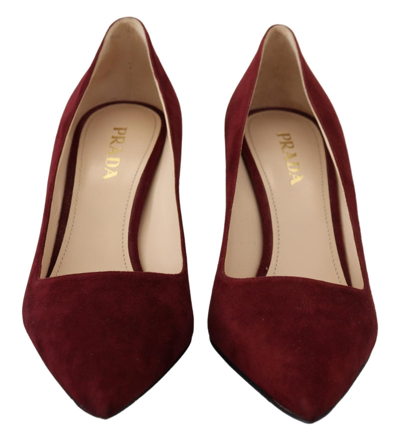 Dark Red Suede Leather Heels Stilettos Pumps Shoes