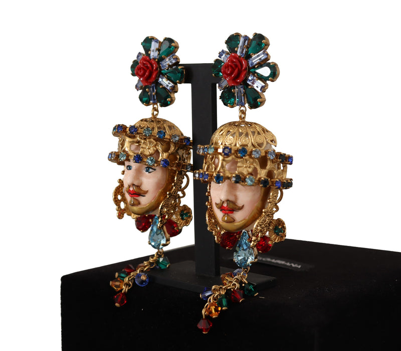 Gold RUNWAY Clip-on Pupi Doll Jewelry Dangling Crystal  Earrings