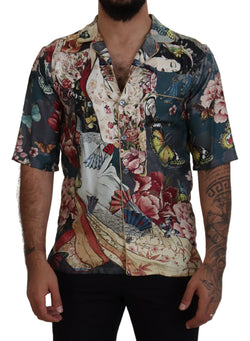 Multicolor Floral Print Silk Casual Shirt