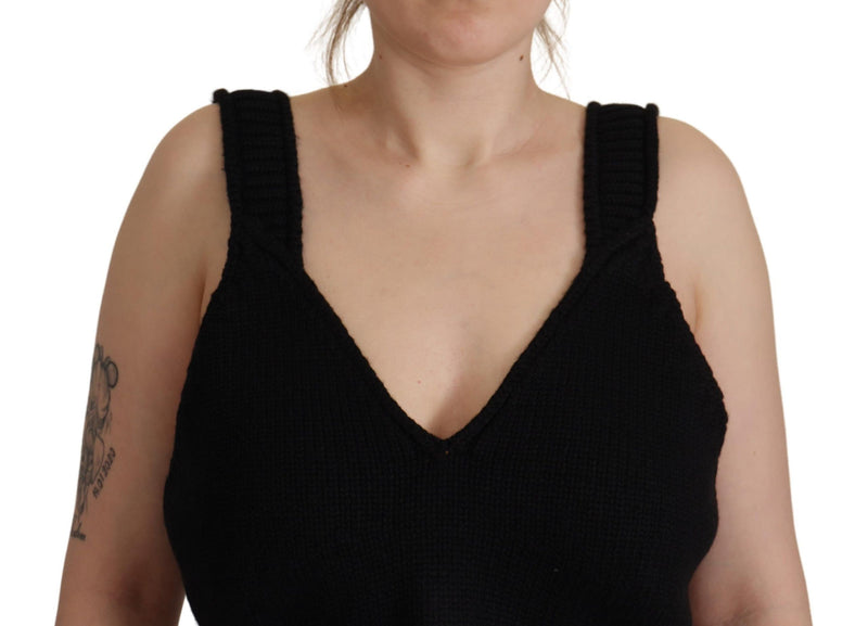 Black Bustier Cropped Cashmere Top