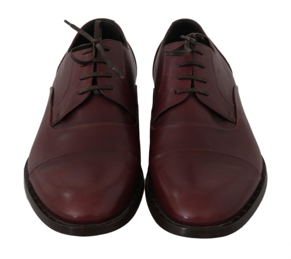 Red Bordeaux Leather Derby Formal Shoes