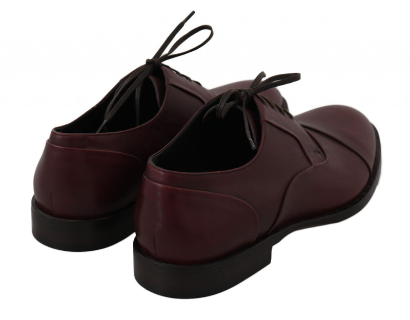 Red Bordeaux Leather Derby Formal Shoes