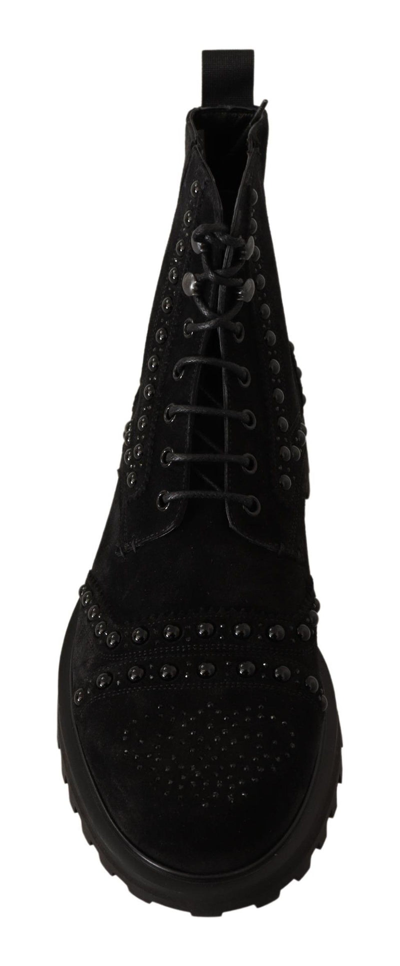 Black Suede Leather Ankle Boots Studs Shoes