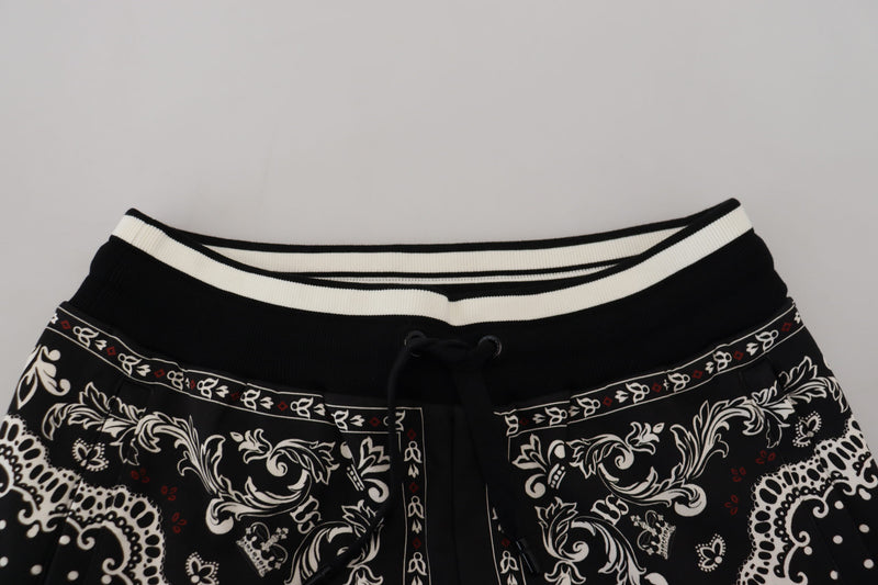 Black Cotton Bermuda Bandana Print Shorts