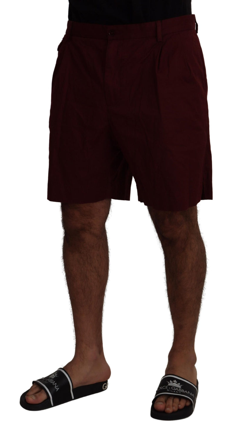 Maroon Cotton Bermuda Casual Shorts