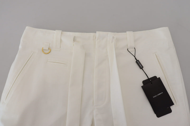 White 3/4 Stretch Cotton Bermuda Shorts