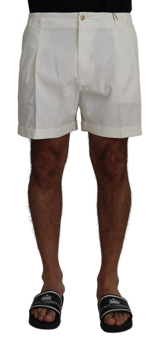 White Cotton Bermuda Casual Shorts