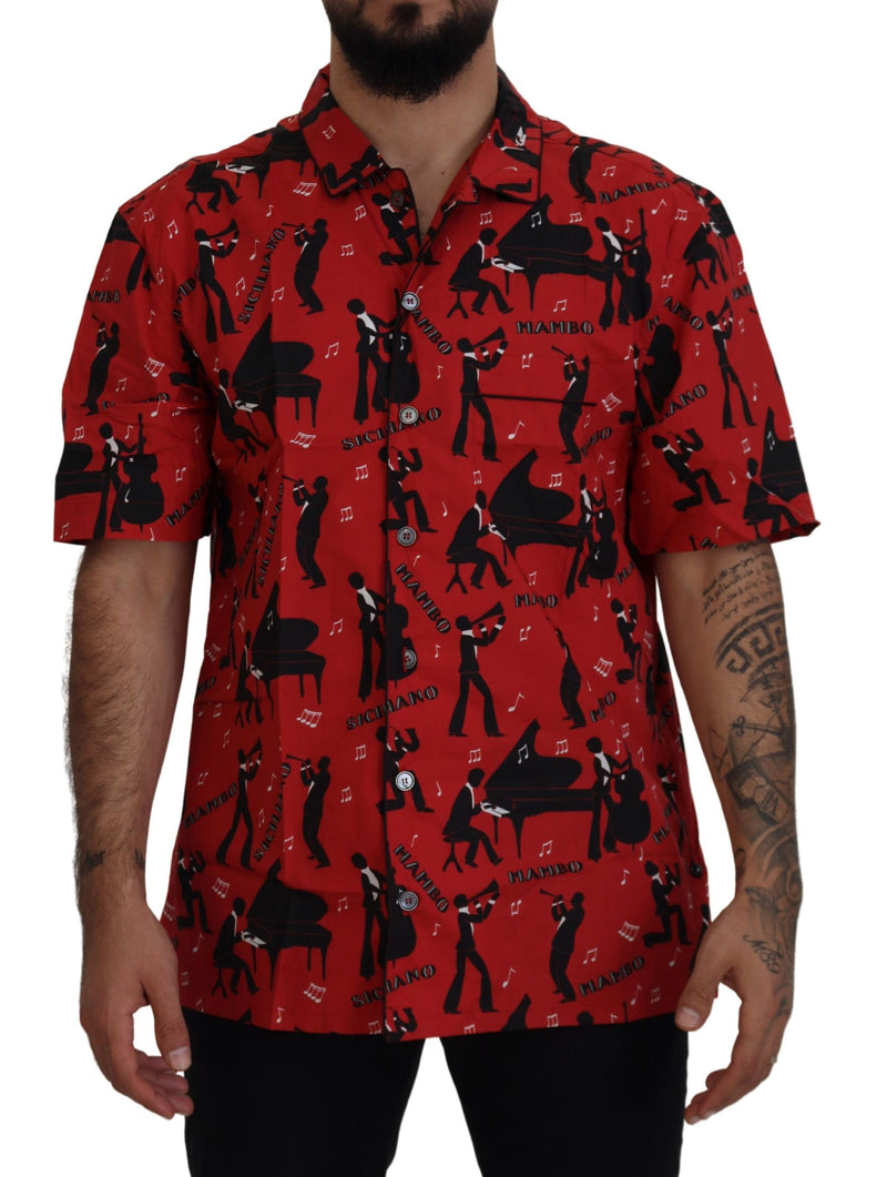 Black Red Jazz Cotton Casual Shirt