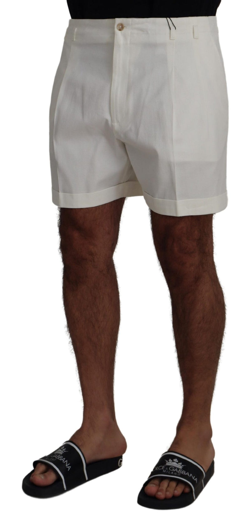 White Cotton Bermuda Casual Shorts