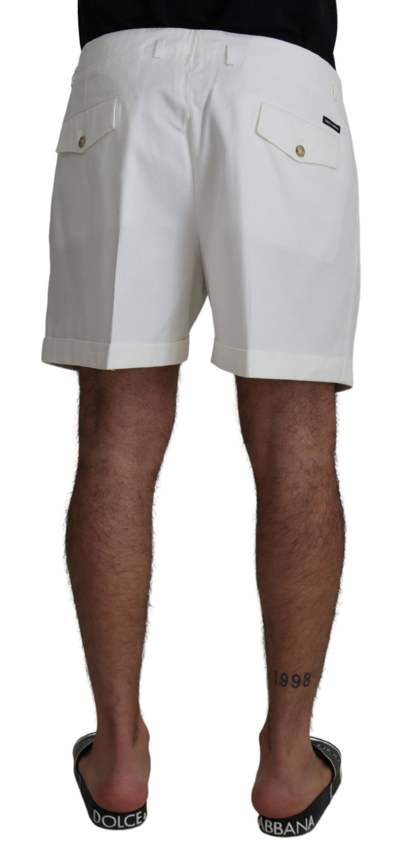 White Cotton Bermuda Casual Shorts