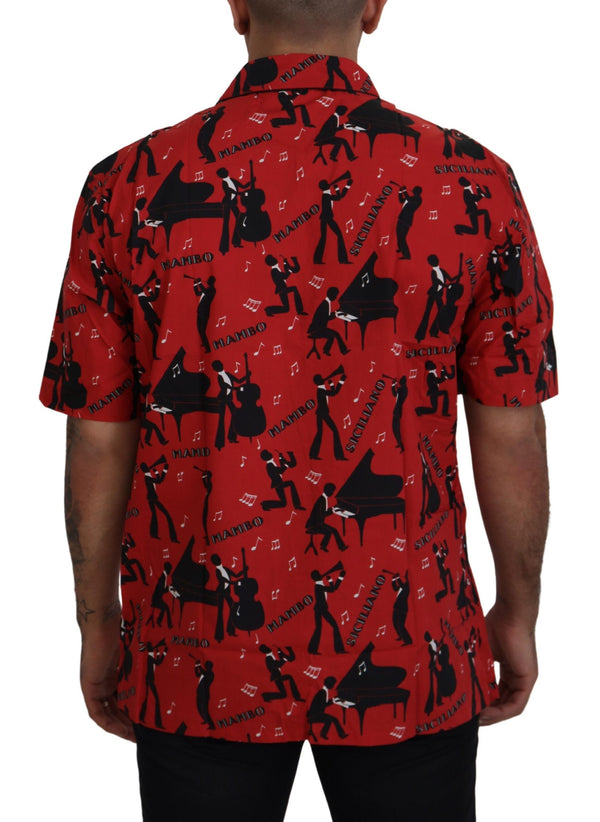 Black Red Jazz Cotton Casual Shirt