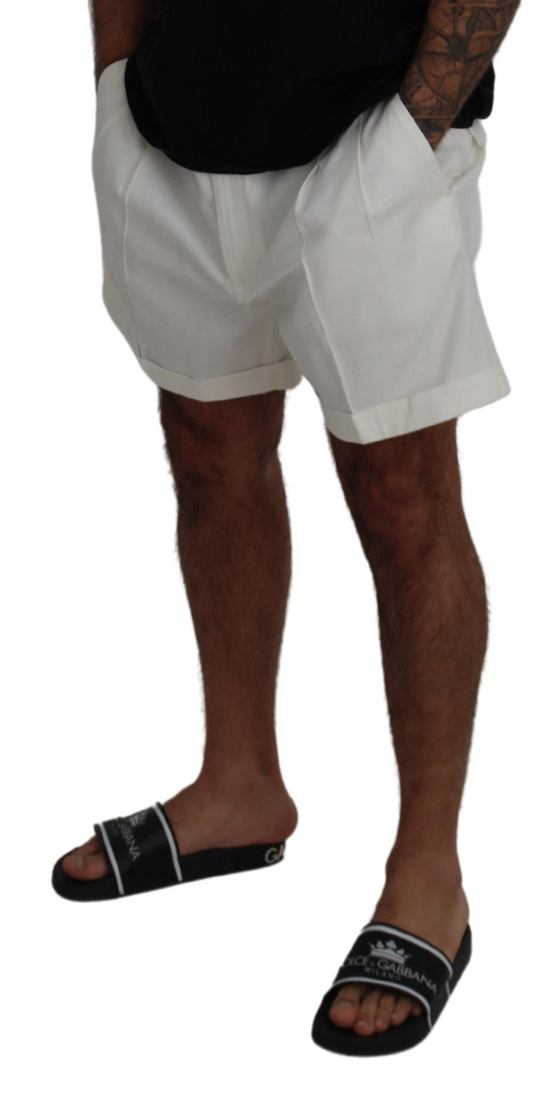 White Cotton Bermuda Casual Shorts