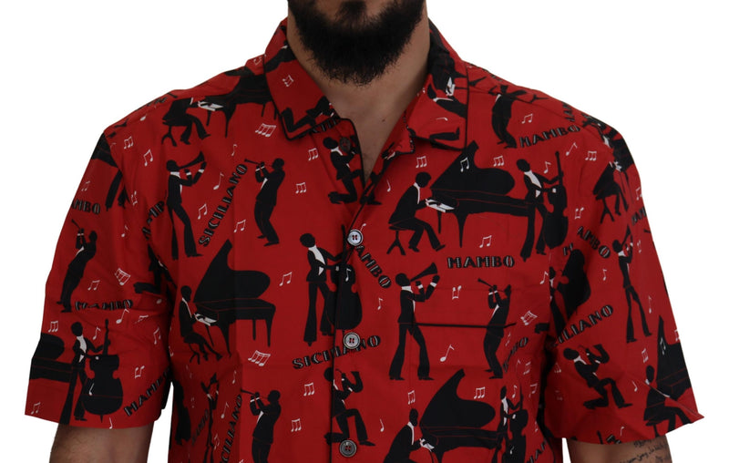 Black Red Jazz Cotton Casual Shirt