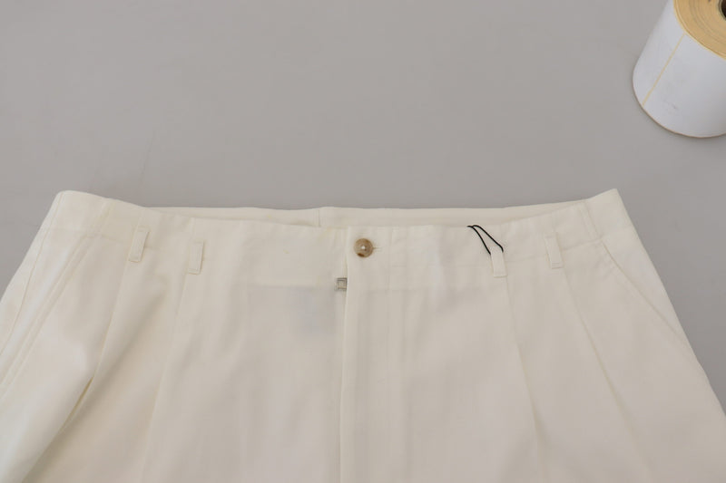 White Cotton Bermuda Casual Shorts