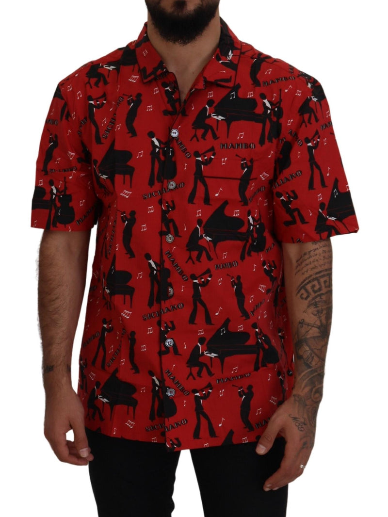 Black Red Jazz Cotton Casual Shirt