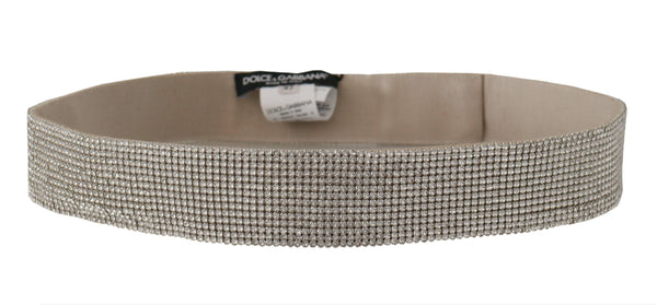 White Embellished Crystals Wide Snap Button Waist Belt