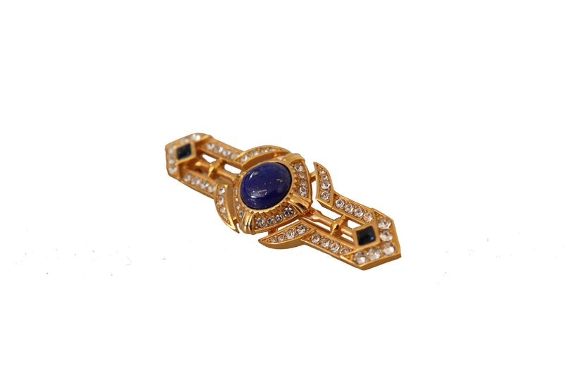 Gold Tone Brass Crystal Embellished Pin Brooch