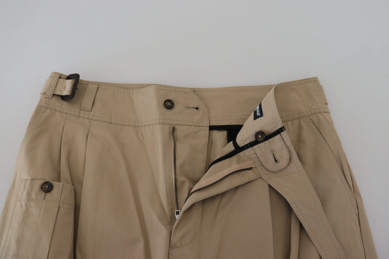 Brown Cotton Cropped Casual Shorts