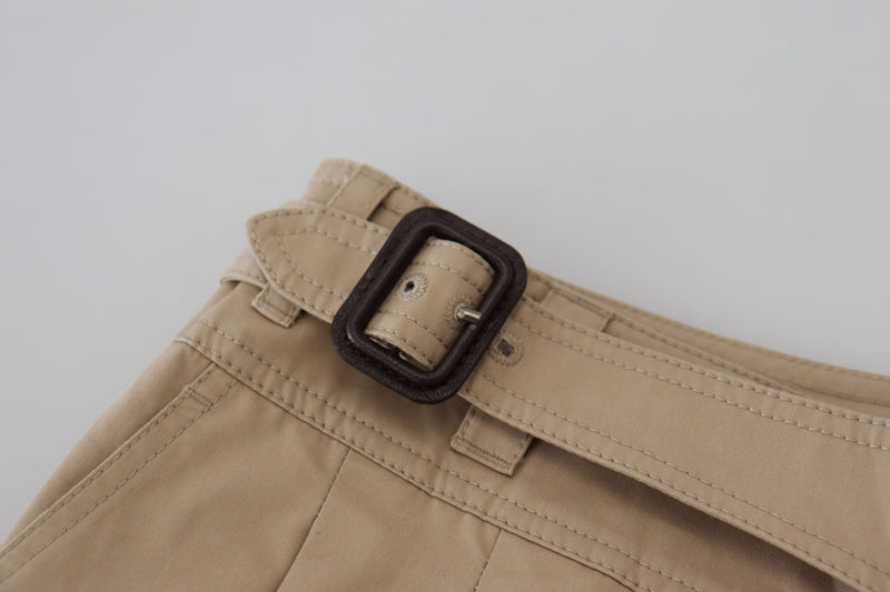 Brown Cotton Cropped Casual Shorts