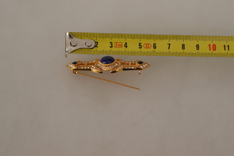 Gold Tone Brass Crystal Embellished Pin Brooch