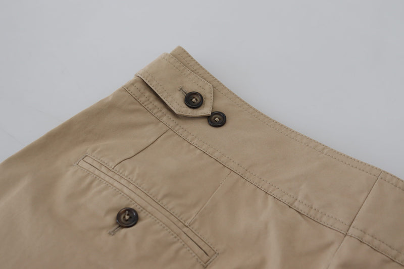 Brown Cotton Cropped Casual Shorts