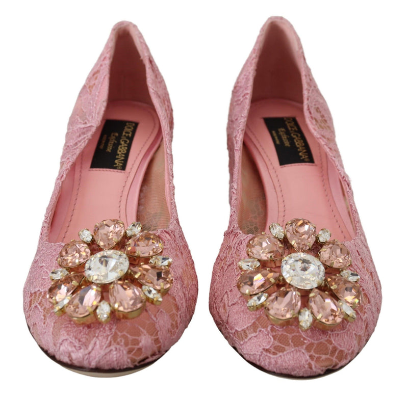 Pink Taormina Lace Crystal Pumps Pastel Shoes