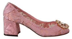 Pink Taormina Lace Crystal Pumps Pastel Shoes